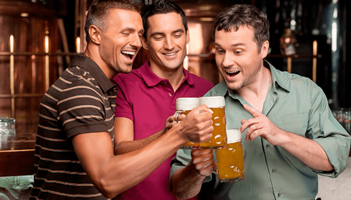 A group of friends drinking beer